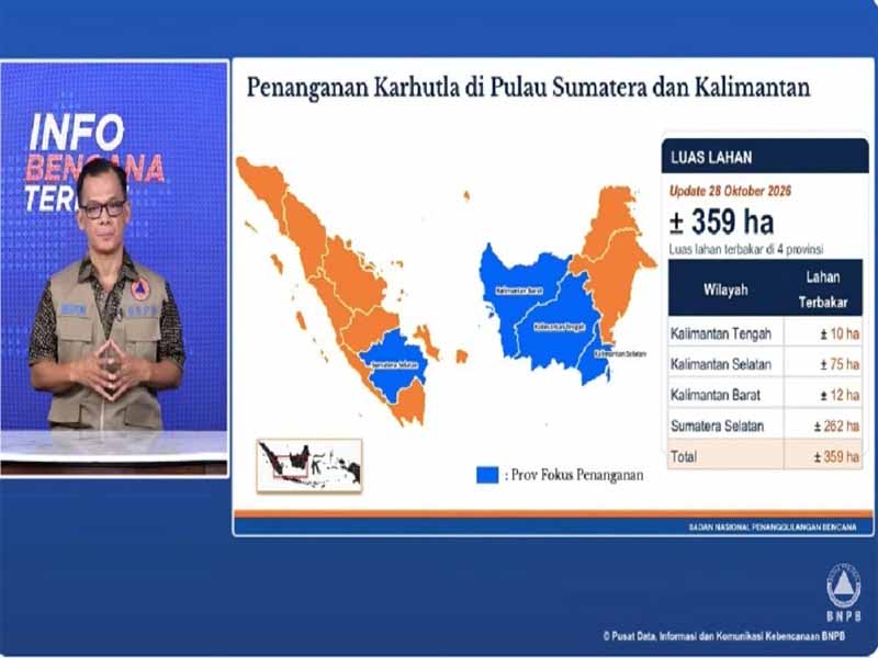 BNPB: Luas Karhutla di 4 Provinsi Kalimantan dan Sumatera Tersisa 359 Hektar